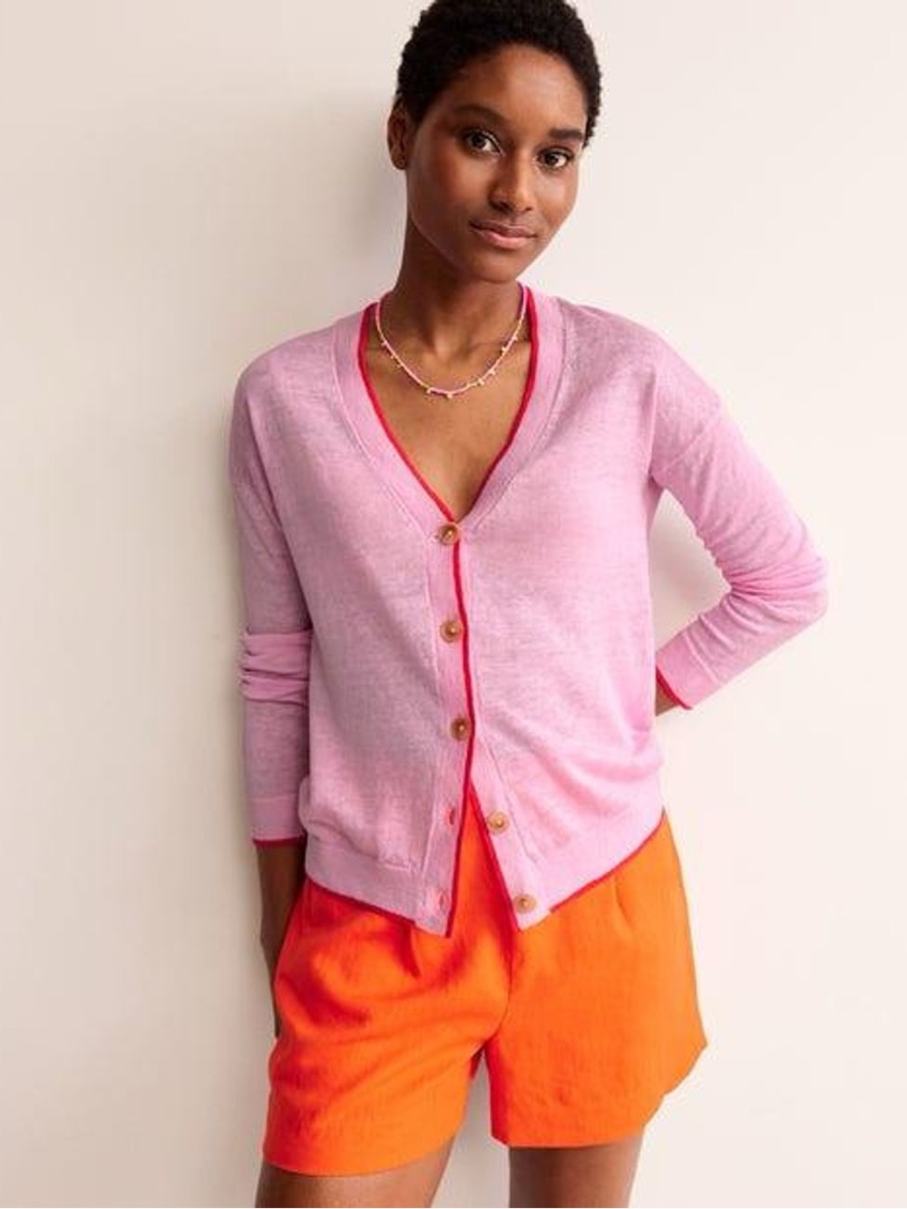 Boden Maggie V-Neck Linen Cardigan